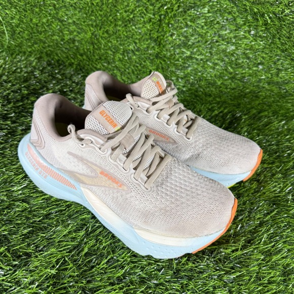 Brooks Glycerin GTS 21 Women's Running Shoes Tan Light Blue Orange Size 8.5B - Picture 2 of 9